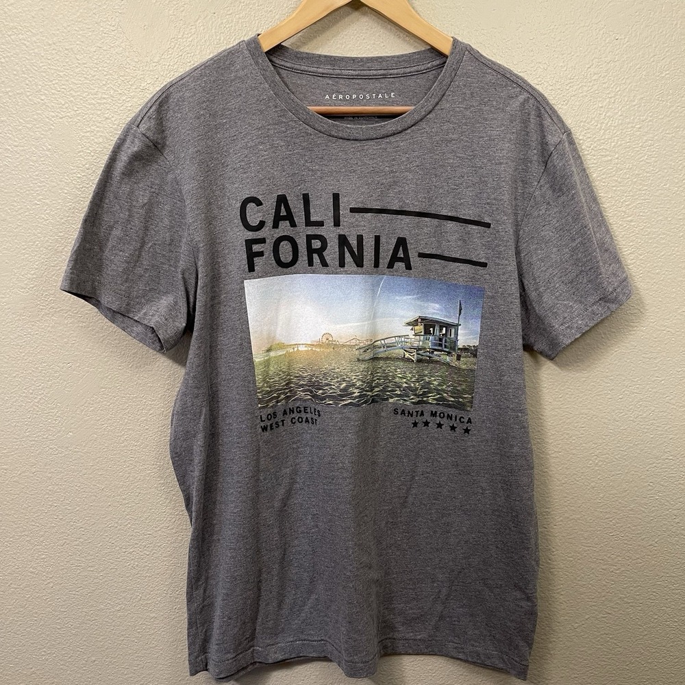 Aeropostale Santa Monica Pier Graphic Shirt Short‎ Sleeve Size L